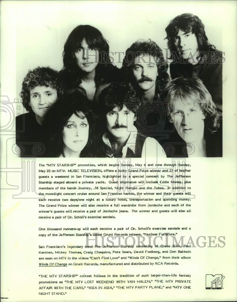 1984 Press Photo Members From Rock Band &quot;Jefferson Starship&quot; on MTV Promotion- Historic Images