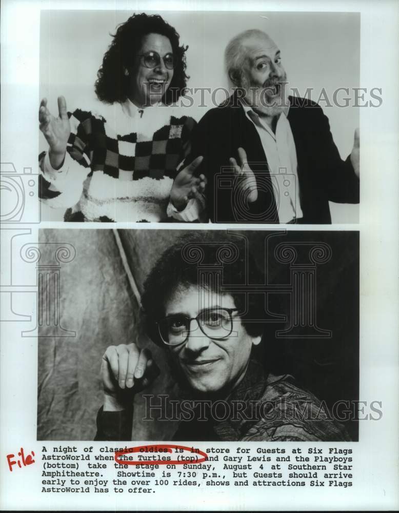 1996 Press Photo Performers The Turtles and Gary Lewis to play at Astroworld- Historic Images