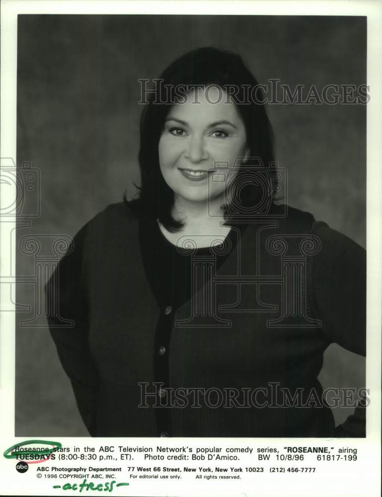 1996 Press Photo Roseanne Barr stars in TV comedy series "Roseanne" - hca66107- Historic Images