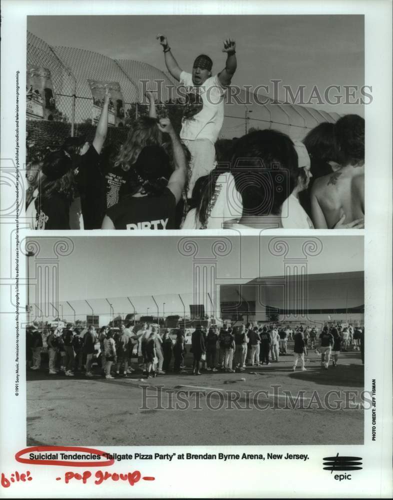 1991 Press Photo Fans attend band &quot;Suicidal Tendencies&quot; party in New Jersey- Historic Images