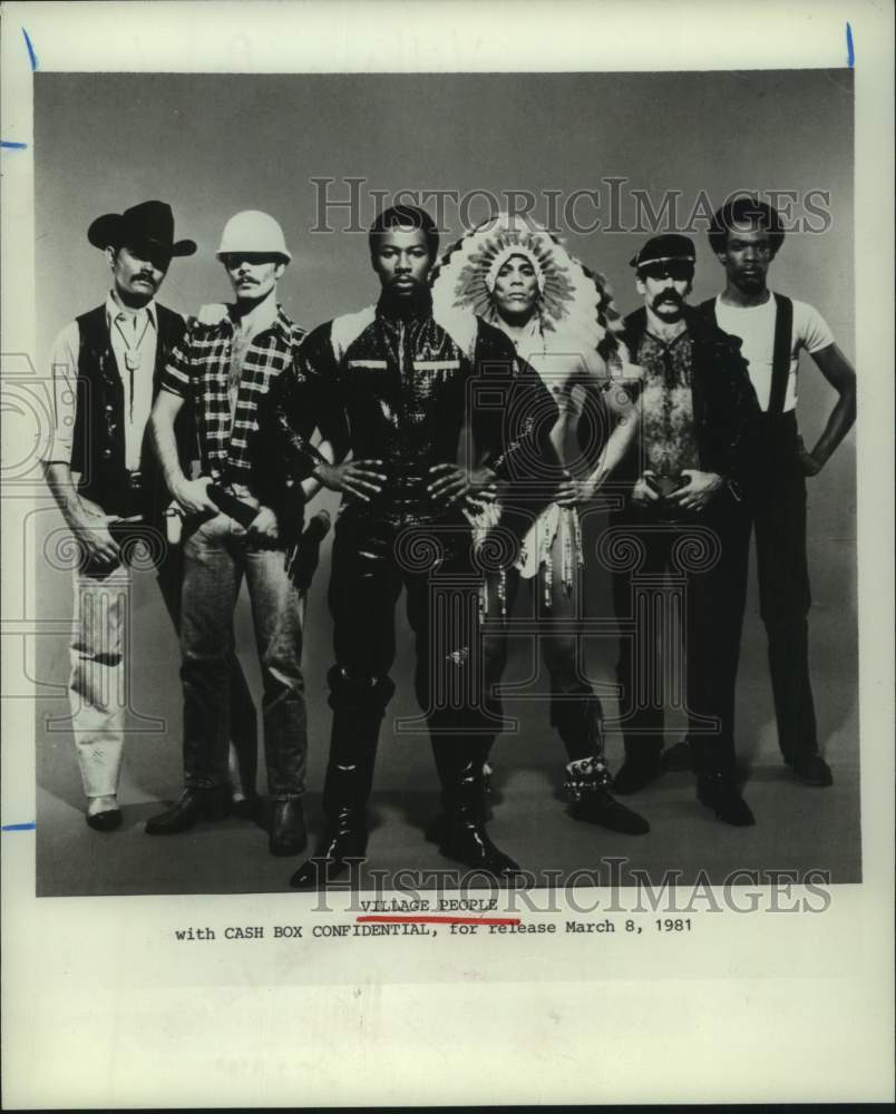 1981 Press Photo Members of the Rock Music Group &quot;Village People&quot; - hca66547- Historic Images