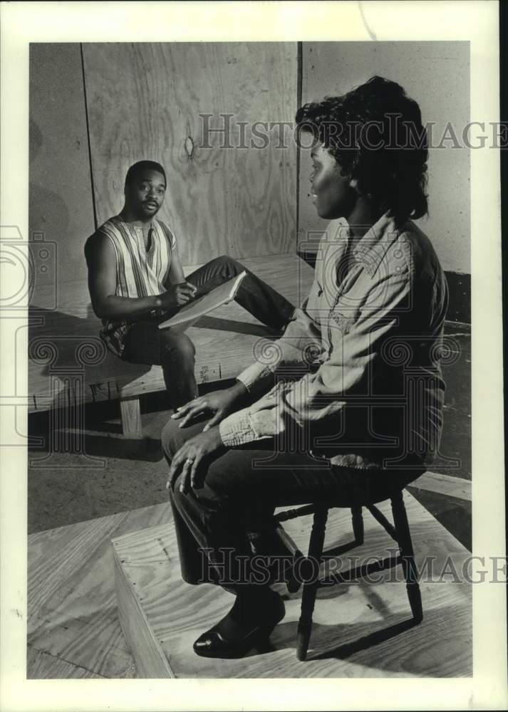 1985 Press Photo Curtis Stansberry, Brenda Wilson; The Ensemble Theater, Houston- Historic Images