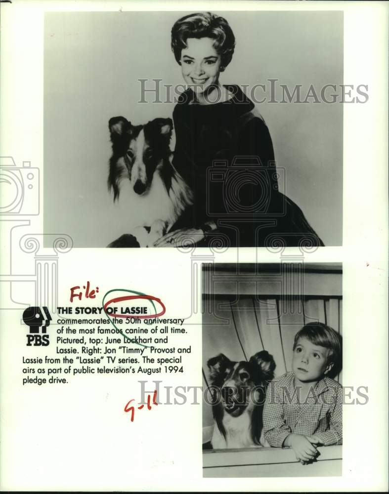 1994 Press Photo "The Story of Lassie" PBS special - scenes from the TV series- Historic Images