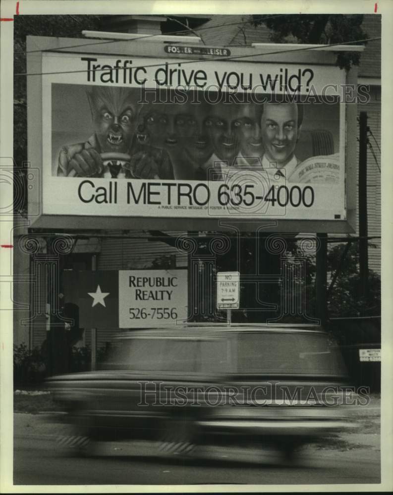 1984 Press Photo Houston Metropolitan Transit Authority Houston Billboard- Historic Images