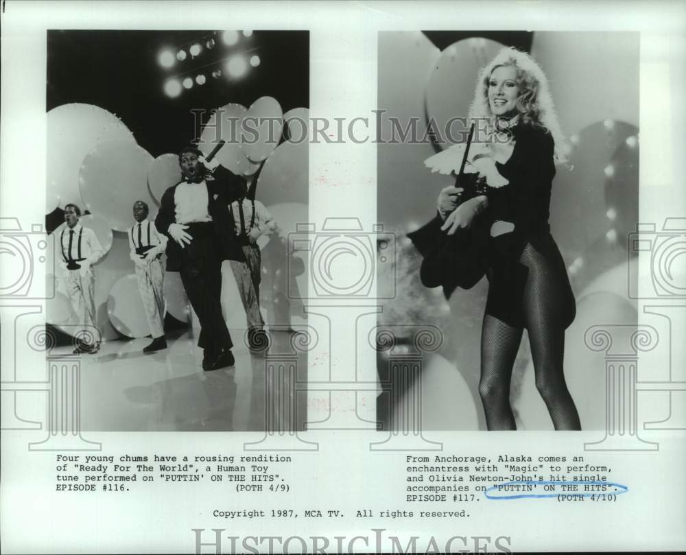 1987 Press Photo Scenes from &quot;Puttin&#39; on the Hits&quot; Episodes 116, 117 - hca66965- Historic Images