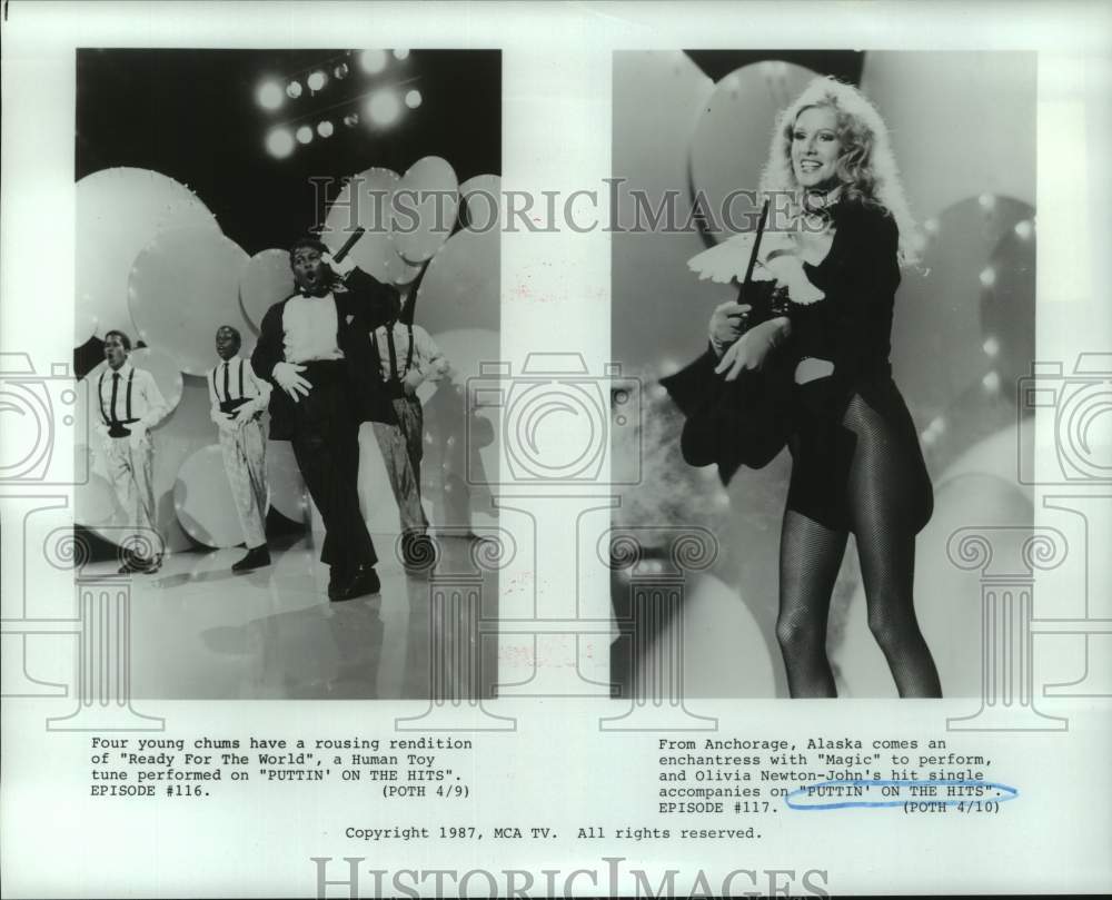 1987 Press Photo Scenes from "Puttin' on the Hits" Episodes 116, 117 - hca66965- Historic Images