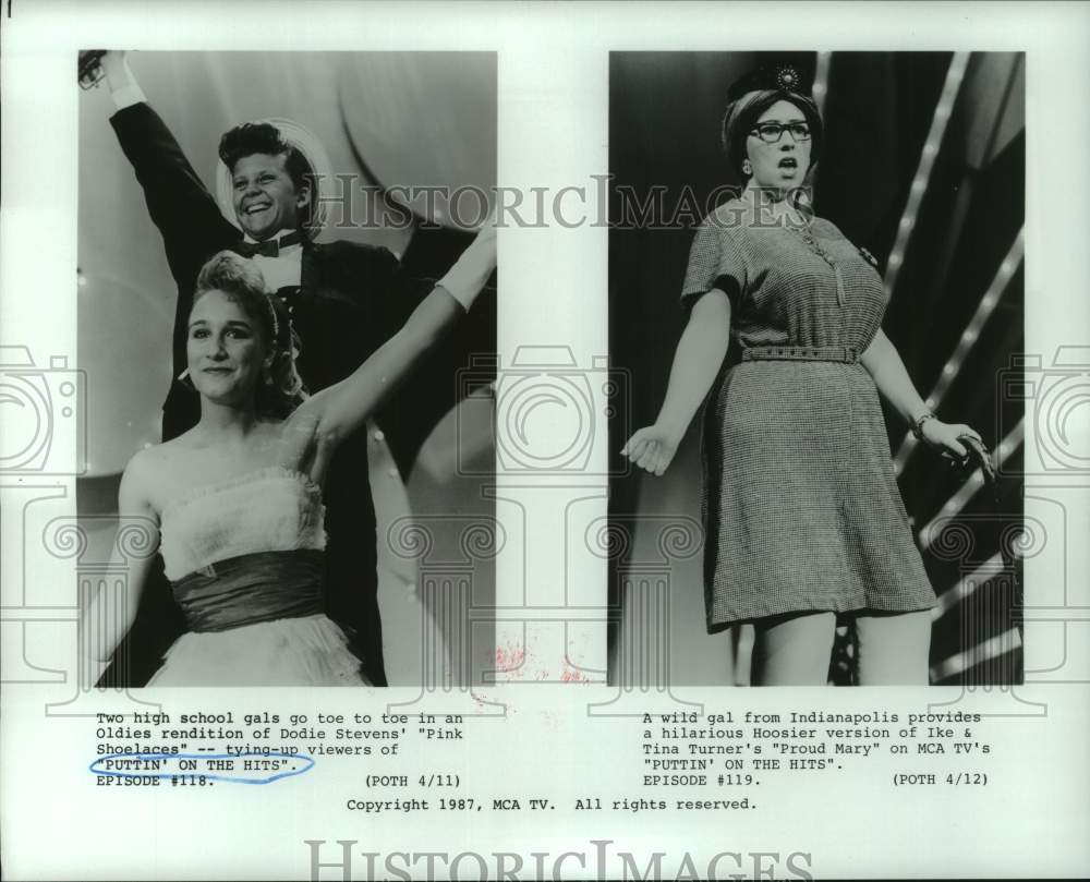 1987 Press Photo Scenes from &quot;Puttin&#39; on the Hits.&quot; Episodes 118, 119- Historic Images