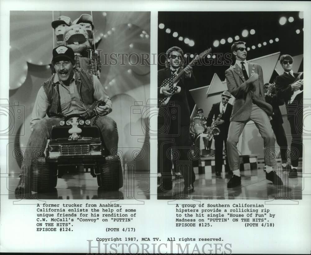 1987 Press Photo Scenes from &quot;Puttin&#39; on the Hits.&quot; Episodes 124, 125- Historic Images