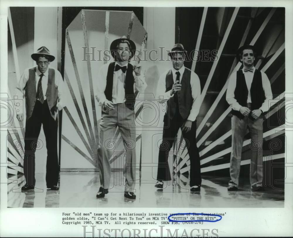 1985 Press Photo &quot;Puttin&#39; on the Hits&quot; episode with &quot;I Can&#39;t Get Next To You&quot;- Historic Images