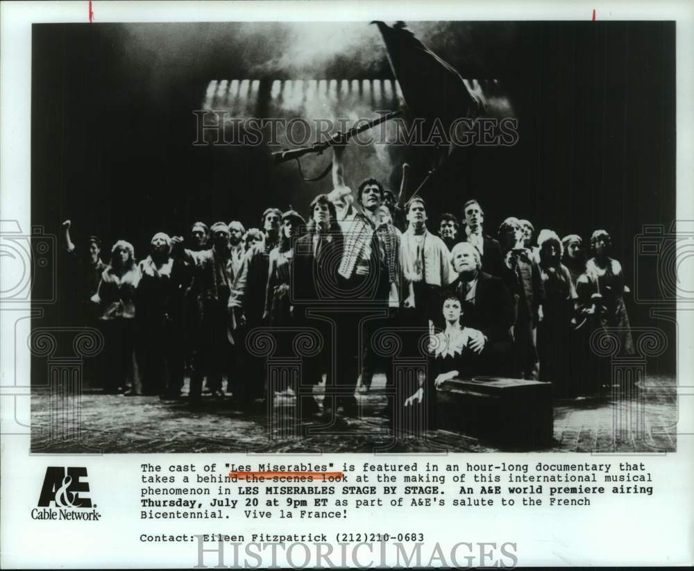 1989 Press Photo Cast of Les Miserables Takes the Stage for TV Documentary- Historic Images