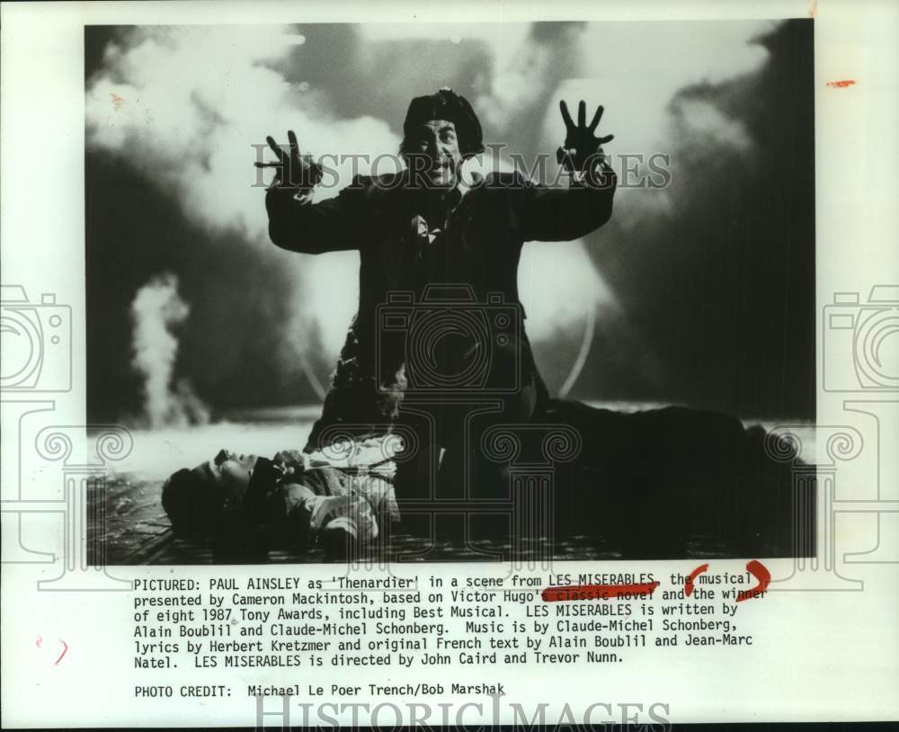 1989 Press Photo Paul Ainsley in a Scene from the Musical "Les Miserables"- Historic Images