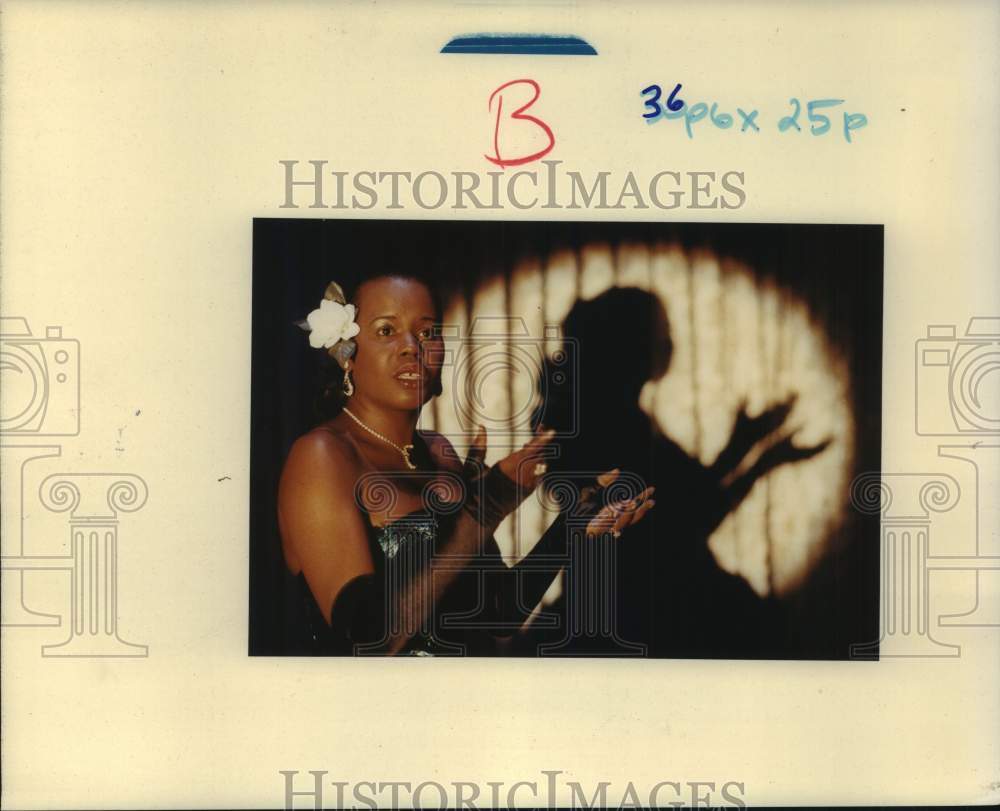 1991 Press Photo Belinda Simmons in The Ensemble's Lady Day in Houston- Historic Images