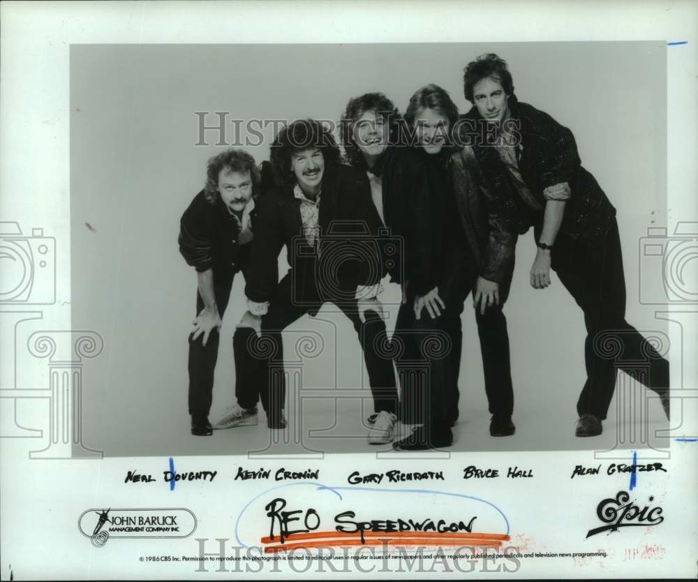 1986 Press Photo Musical group &quot;REO Speedwagon&quot; - hca67266- Historic Images