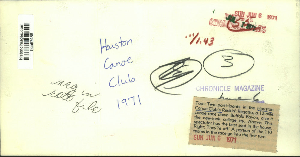 1971 Press Photo Start of Houston Canoe Club's Reekin' Regatta - hca67486