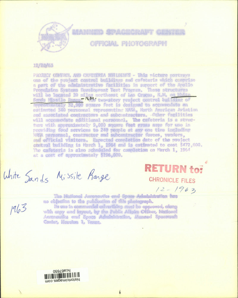 1963 Press Photo White Sands Missile Range project buildings in New Mexico