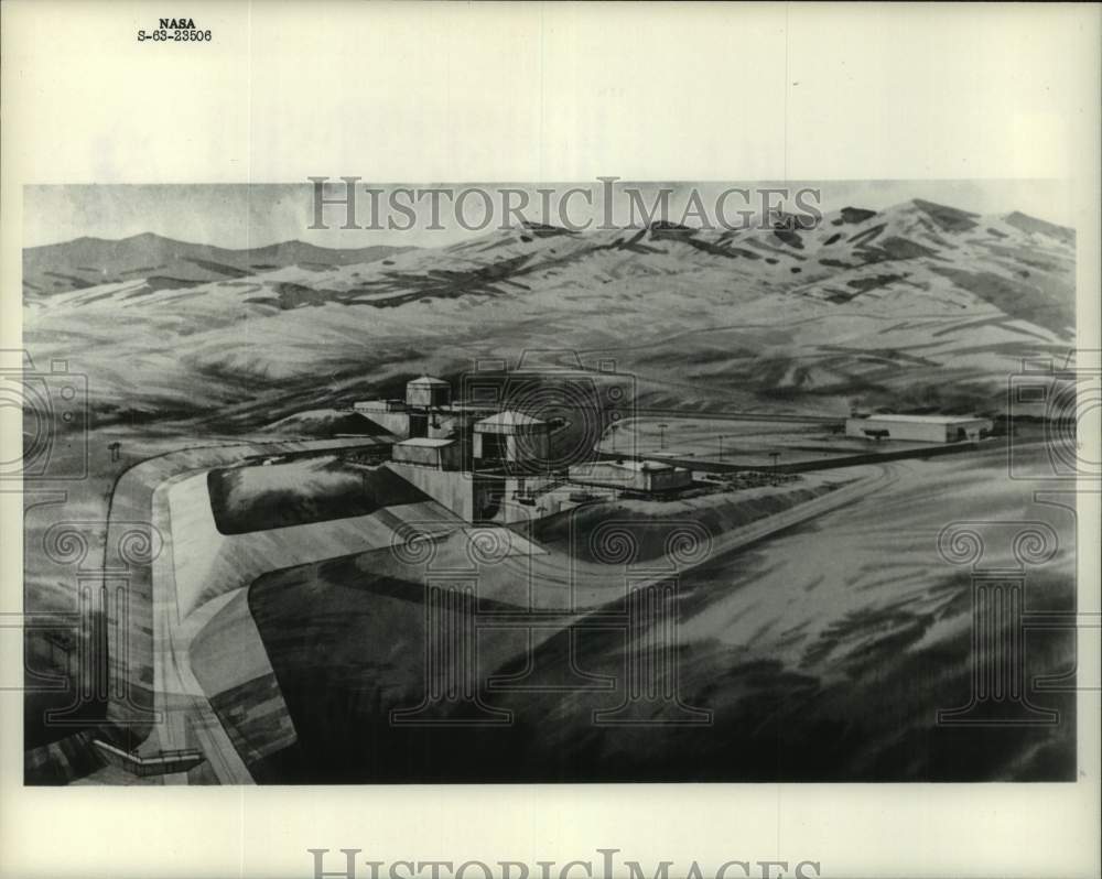 1963 Press Photo Artist drawing of White Sands Missile Range buildings, NM