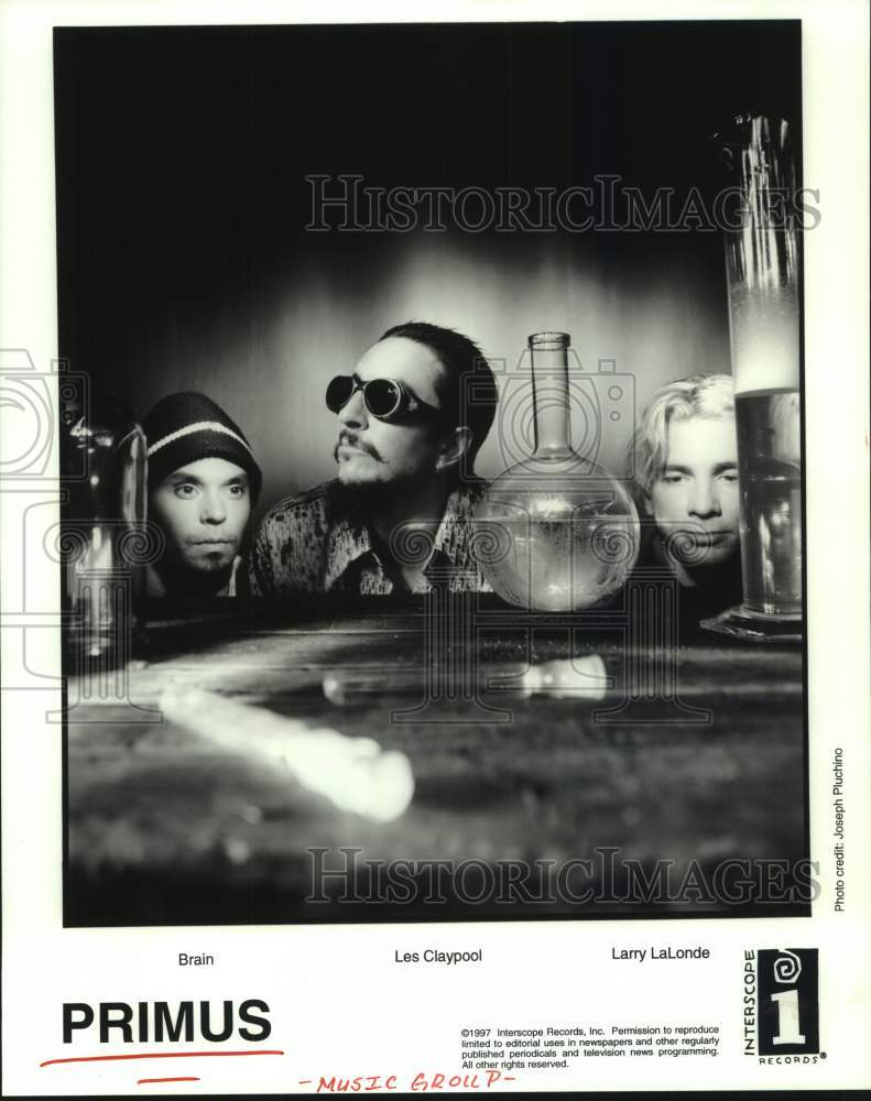 1997 Press Photo Members Les Claypool, Tim Alexander, Larry LaLonde of Primus- Historic Images