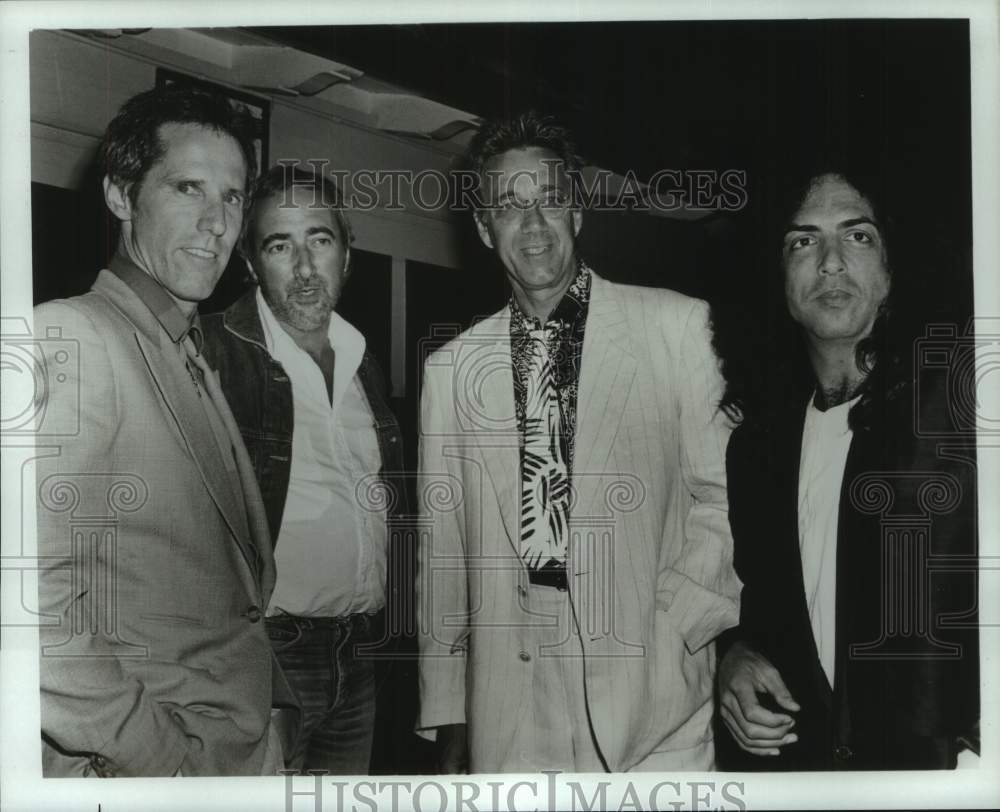 1987 Press Photo Rock Group Members at Rock Tribute Premiere, Hollywood Bowl- Historic Images