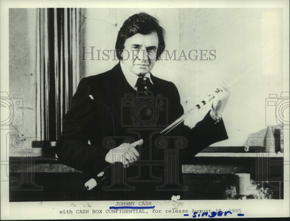 1985 Press Photo Singer Johnny Cash to Release &quot;Cash Box Confidential&quot;- Historic Images