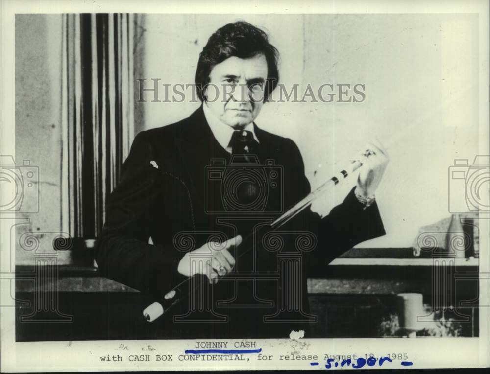 1985 Press Photo Singer Johnny Cash to Release "Cash Box Confidential"- Historic Images