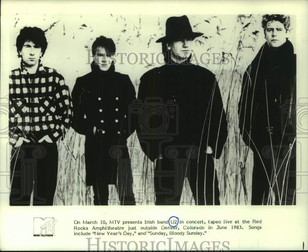 1986 Press Photo Irish Band U2 Members - hca67929- Historic Images