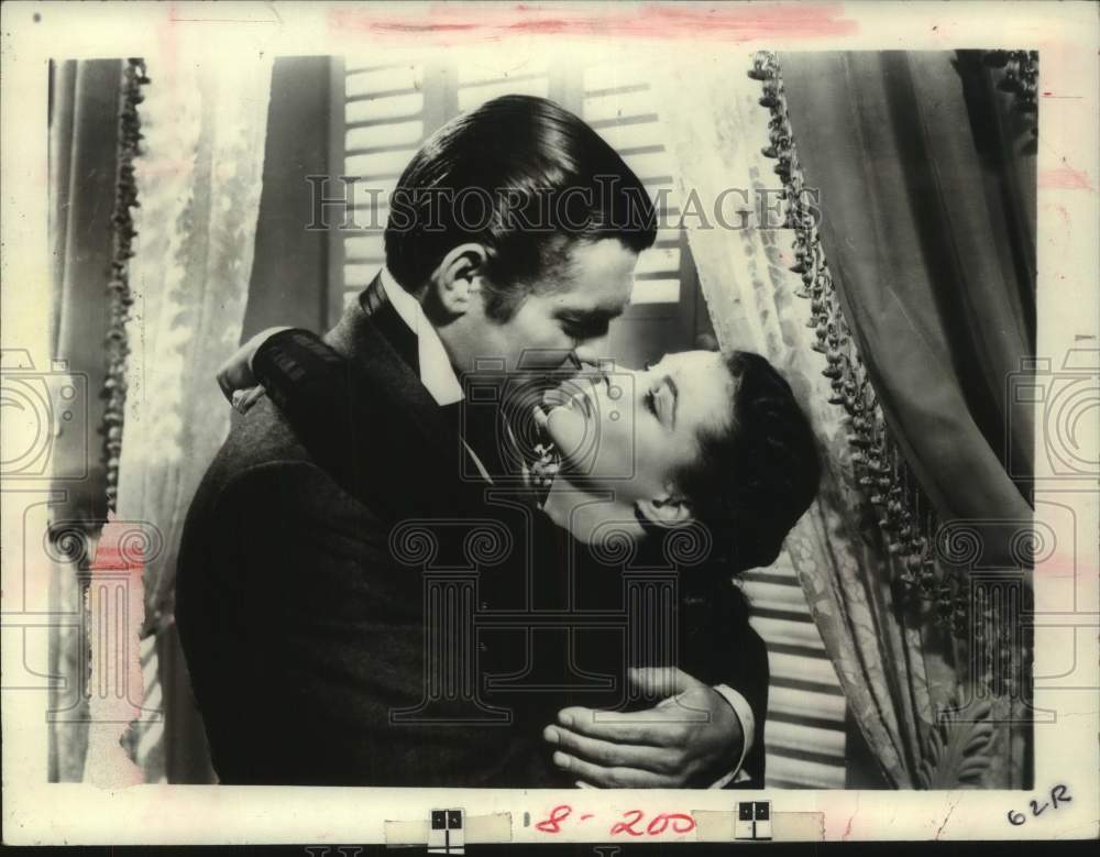 1984 Press Photo Clark Gable, Vivien Leigh in Scene From "Gone With the Wind"- Historic Images