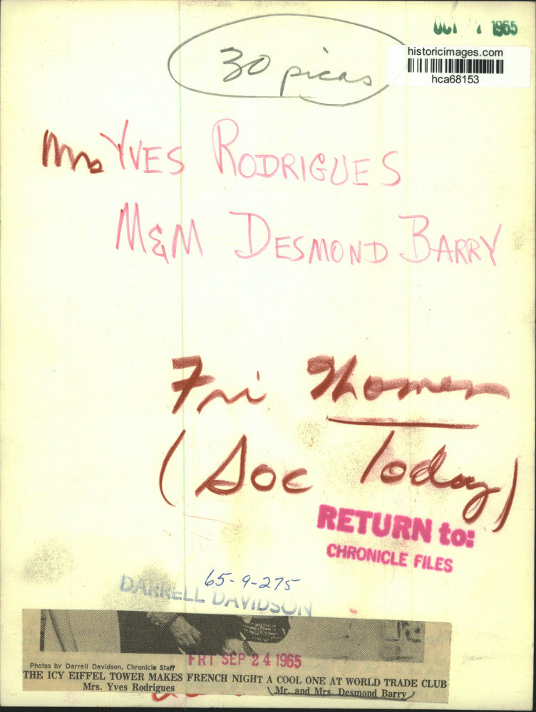 1965 Press Photo Mrs. Yves Rodrigues, Mr. and Mrs. Desmond Barry, Houston, Texas