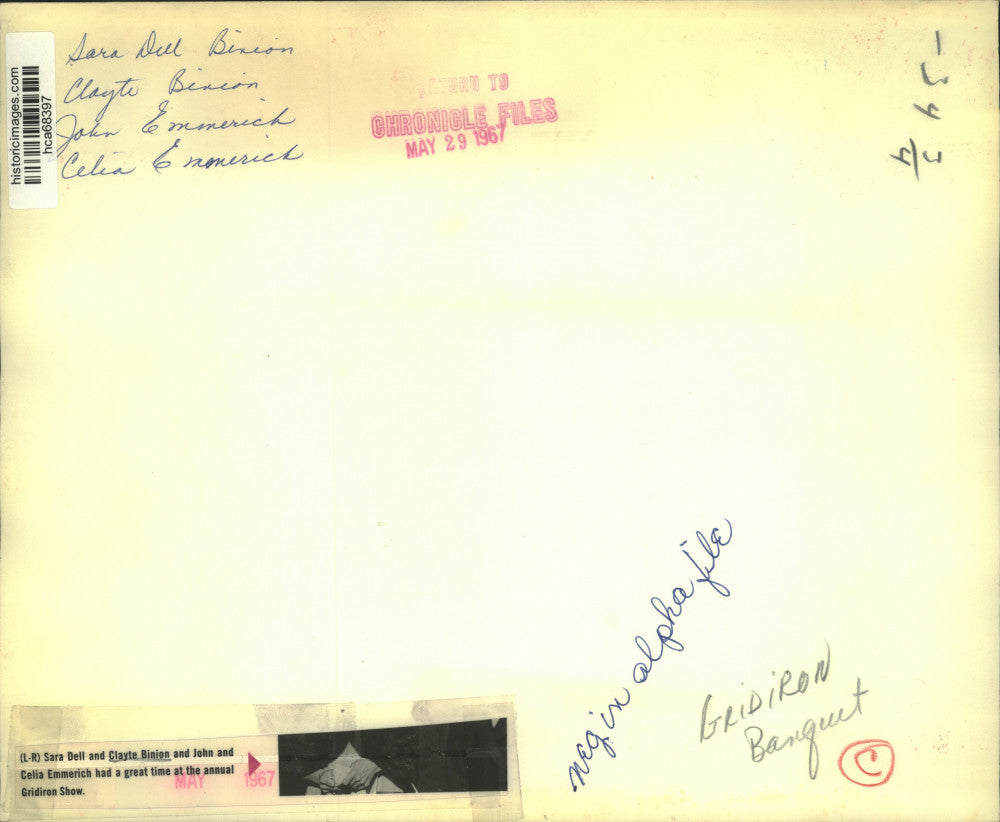 1967 Press Photo Clayte Binion and others at the Annual Gridiron Show