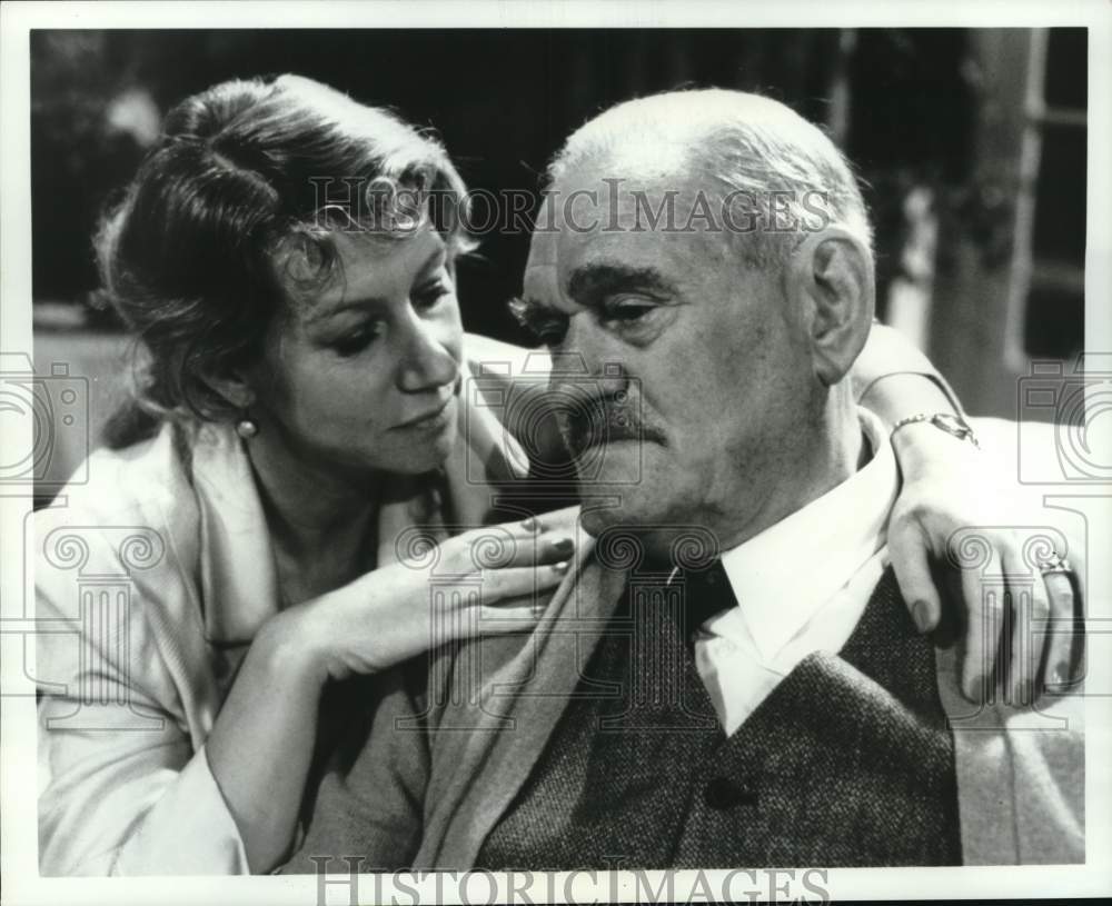 1988 Press Photo Helen Mirren and Harry Andrews star in &quot;Cause Celebre&quot;- Historic Images