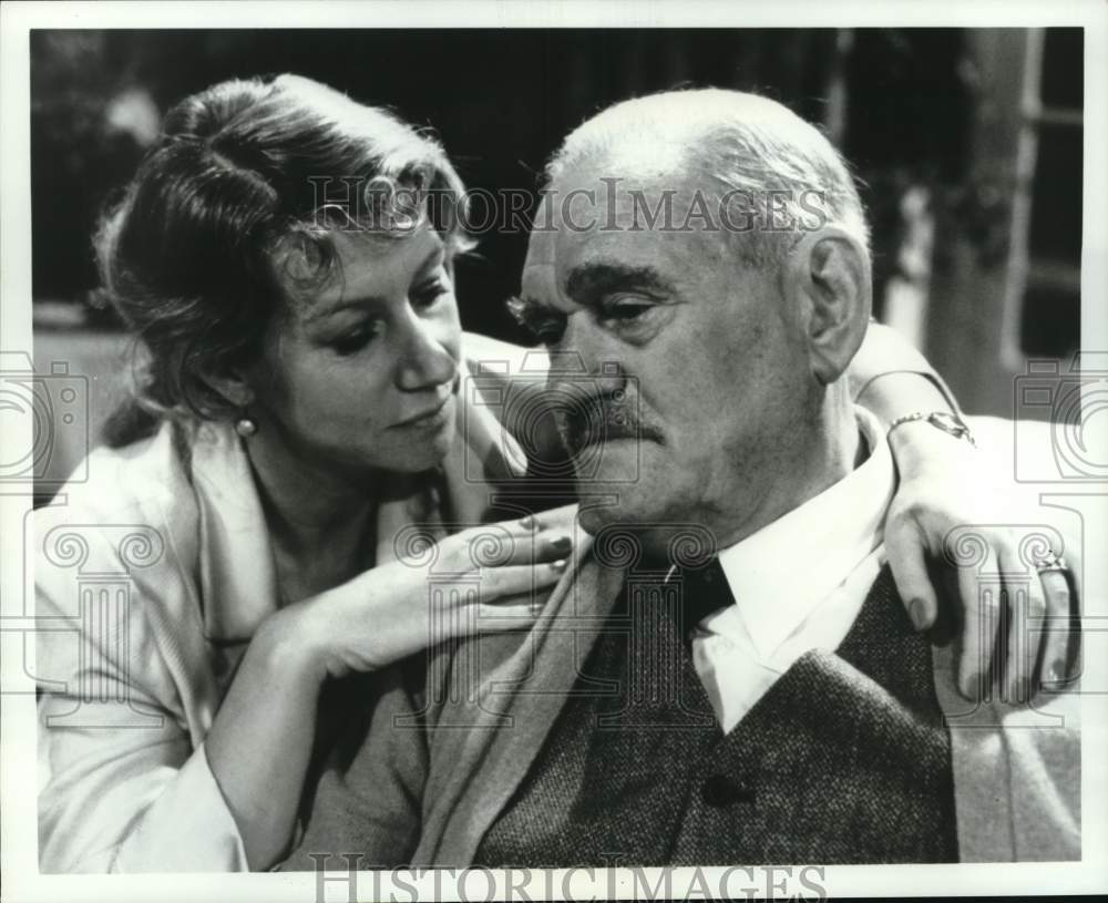 1988 Press Photo Helen Mirren and Harry Andrews star in "Cause Celebre"- Historic Images