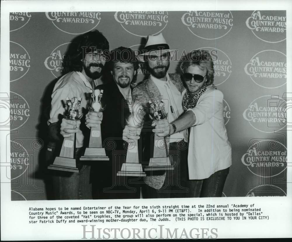 1987 Press Photo Alabama: Academy of Country Music Awards Entertainer of Year- Historic Images