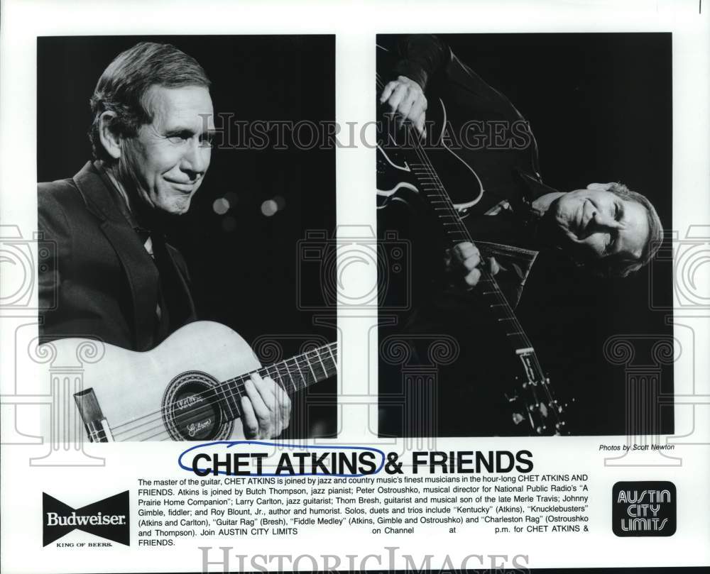 1987 Press Photo Chet Atkins &amp; Friends Featured on Austin City Limits- Historic Images