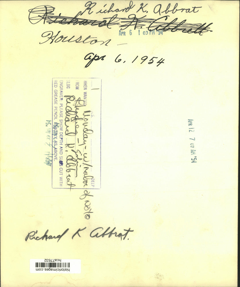 1954 Press Photo Richard K. Abbrat, Houston - hca77632