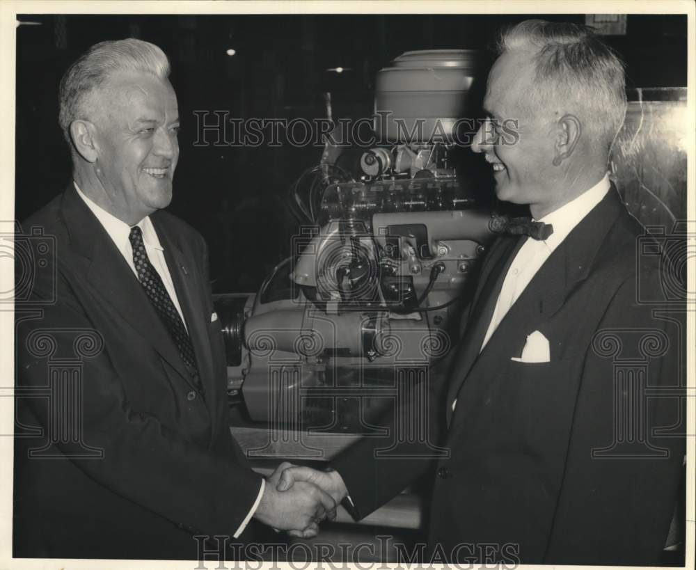 1955 Press Photo President of the University of Houston, A.D. Bruce shakes hands
