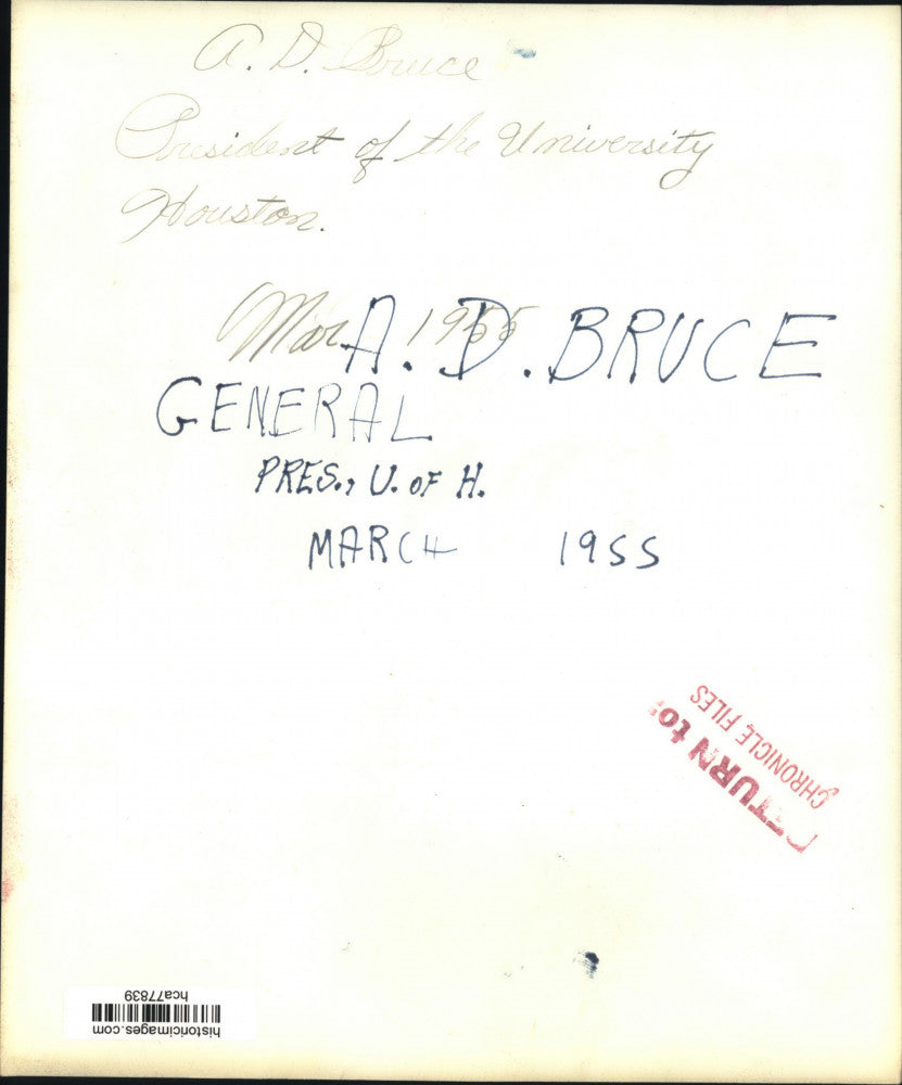 1955 Press Photo President of the University of Houston, A.D. Bruce shakes hands