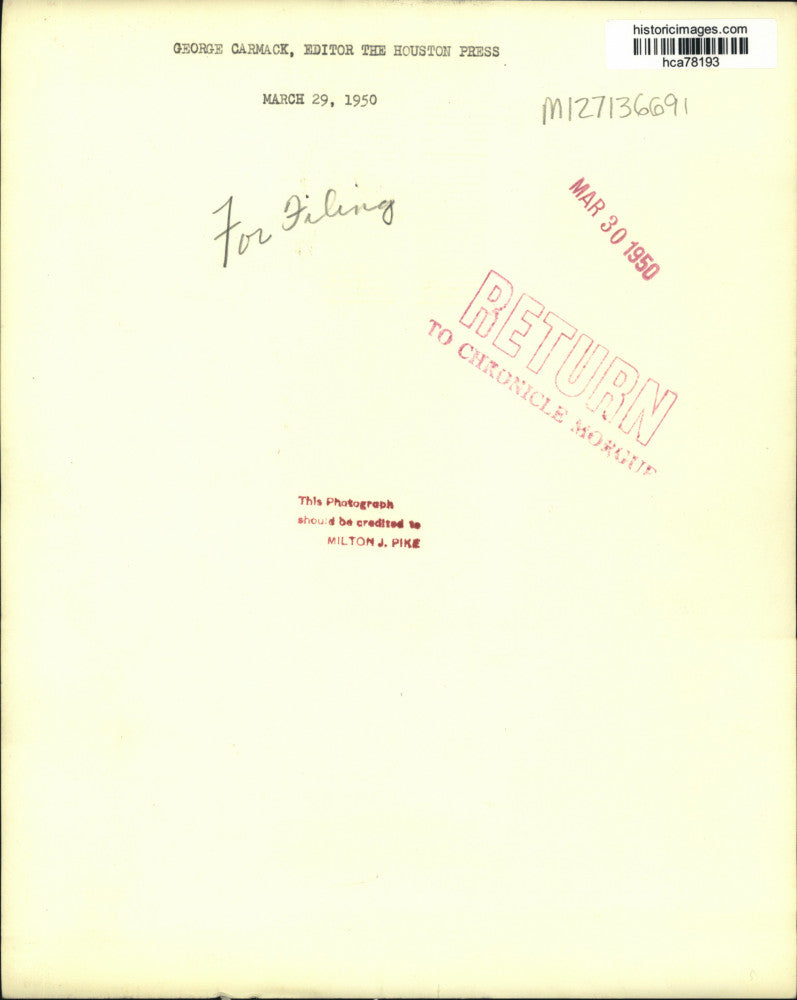 1950 Press Photo George Carmack, editor for the Houston Press - hca78193