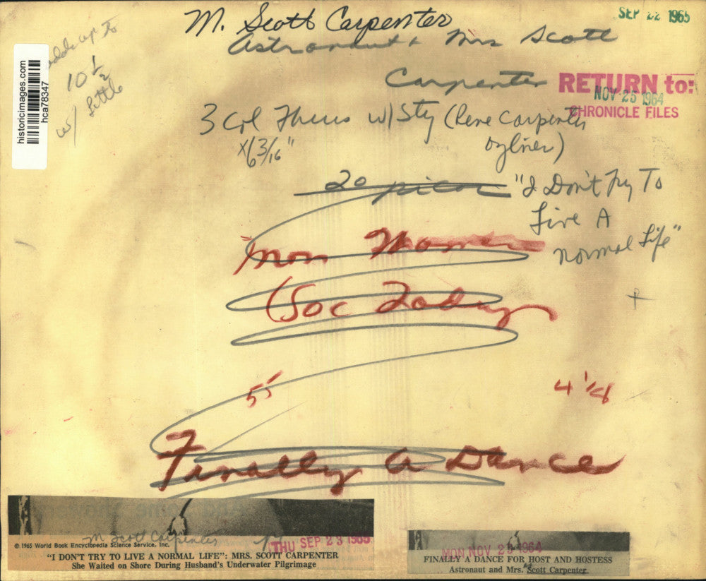 1964 Press Photo Astronaut & Mrs. Scott Carpenter enjoy a dance with each other.