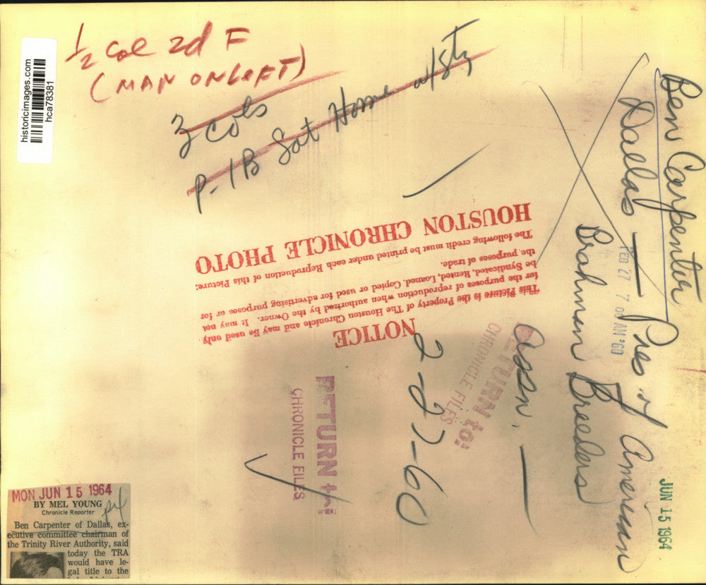 1960 Press Photo President of American Brahman Breeder Association Ben Carpenter