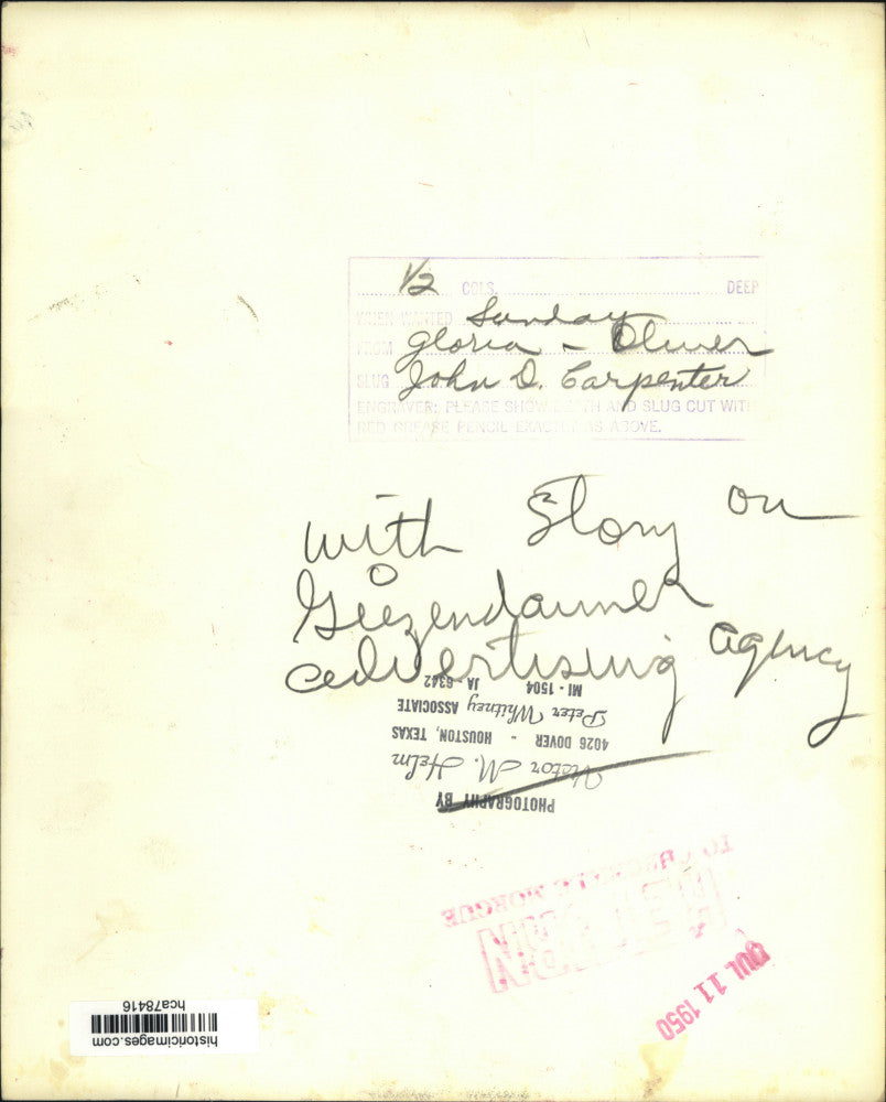 1950 Press Photo John D. Carpenter of Giezendanner Advertising Agency