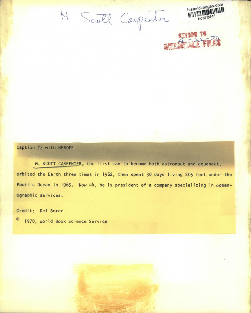 1970 Press Photo M. Scott Carpenter, first to be both astronaut and cosmonaut