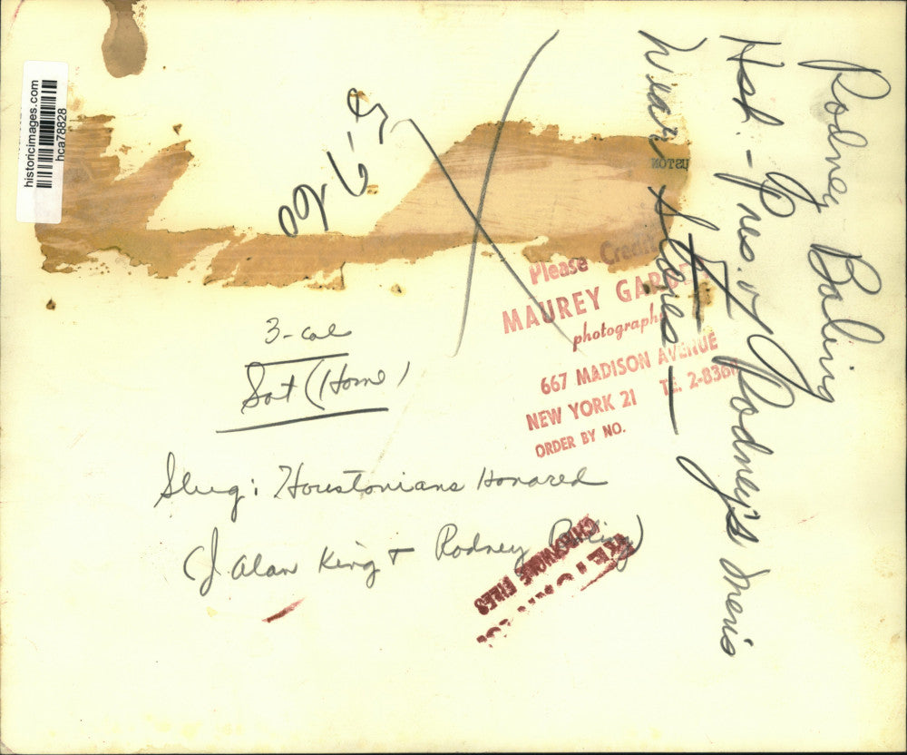 1960 Press Photo Houstonians honored: J. Alan King and Rodney Baling - hca78828