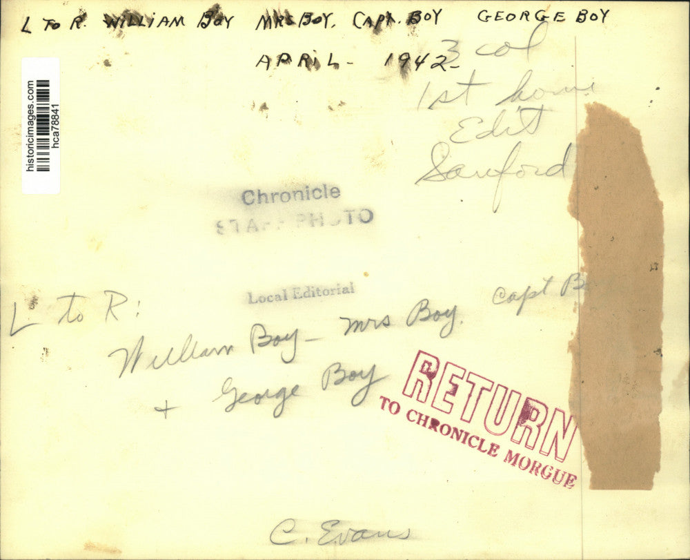 1942 Press Photo The Captain Boy family - hca78841