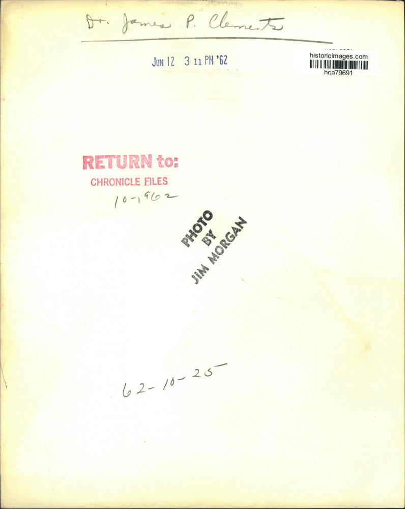 1962 Press Photo Dr. James P. Clements - hca79691