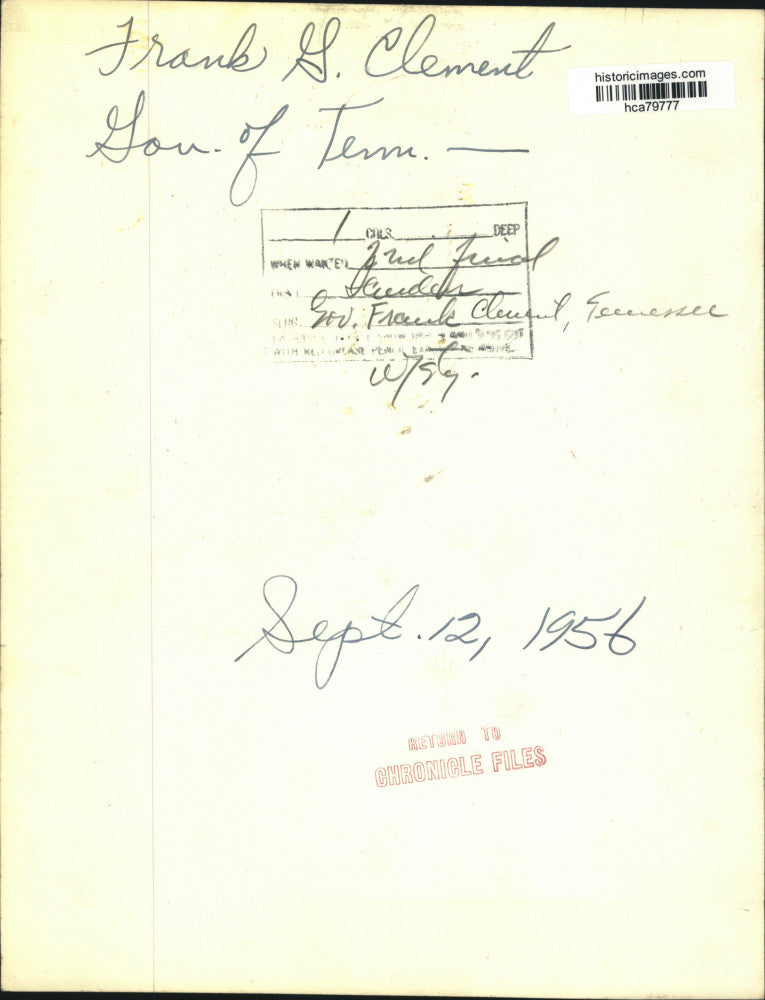 1956 Press Photo Frank G. Clement, Governor of Tennessee - hca79777