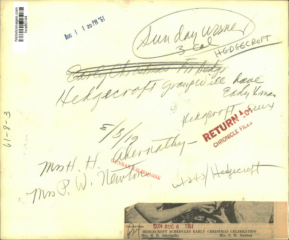 1961 Press Photo Houston Hedgecroft members Mrs. H.H. Abernathy, Mrs. P.W Newton