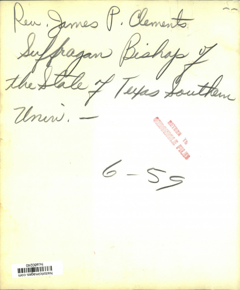 1959 Press Photo Rt. Reverend James P. Clements at Southern University