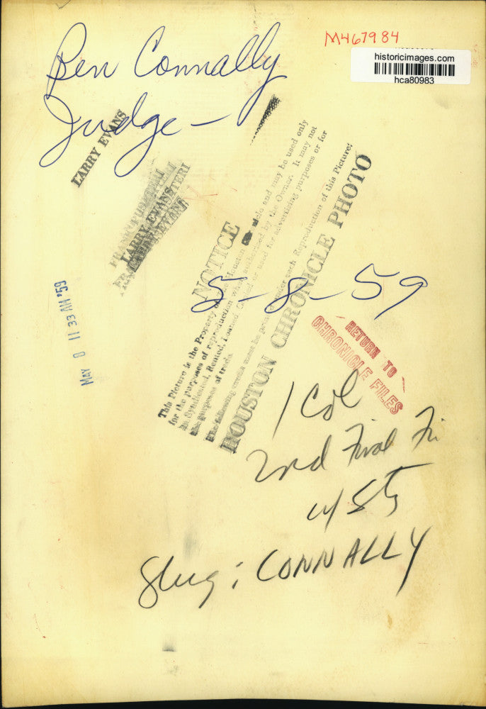 1959 Press Photo Houston Judge Ben Connally - hca80983