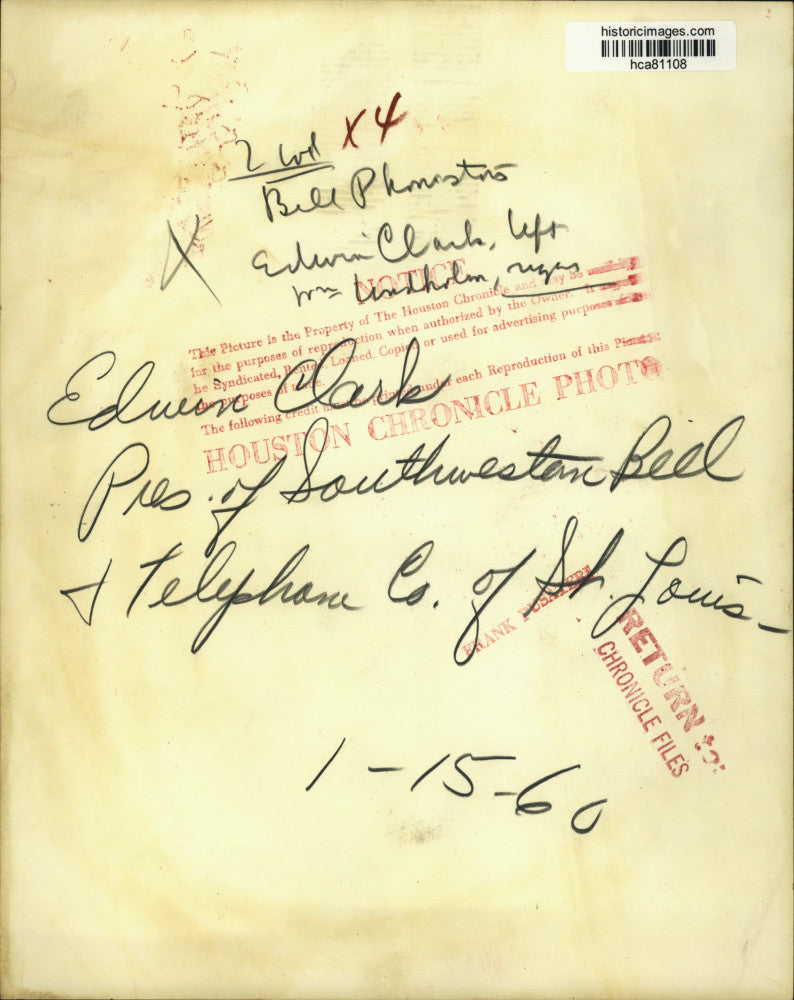 1960 Press Photo President of Southwestern Bell & Telephone Company Edwin Clark