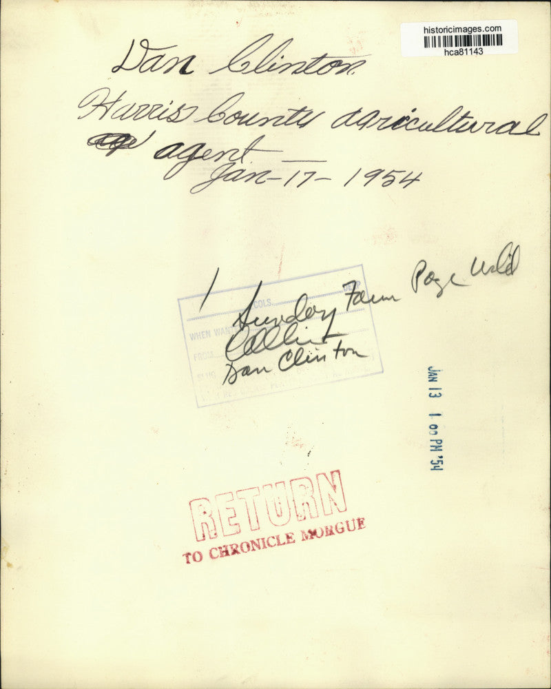 1954 Press Photo Dan Clinton Harris County Agricultural Agent - hca81143