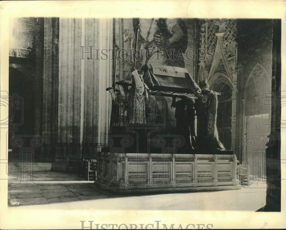 1938 Press Photo Cathedral in Seville, Spain where Columbus is buried